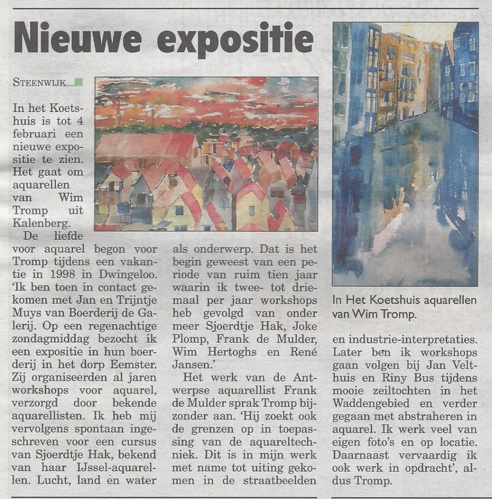 20171219 Artikel Steenwijker Courant Expositie